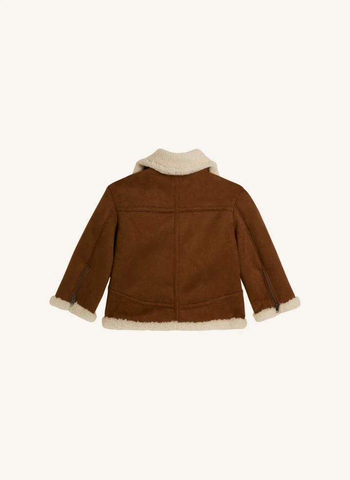 Stella McCartney Kids - Soft Suede Sherpa Jacket | Brown