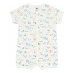 Petit Bateau - Animal Patterned Sleepwear Romper with Shorts | White