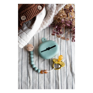 Hevea - Natural Rubber and Rubber Tree Pacifier Clip | Almond Green