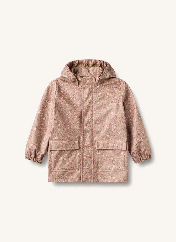 Wheat - Ollo Raincoat Made from Recycled Fibers with Flower Print | Pink
