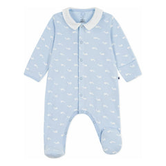 Petit Bateau - Dors Bien Baleines Organic Cotton Pajamas | Light Blue