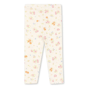 Konges Sløjd - Minnie Floral Ribbed Leggings Organic Cotton | Ecru