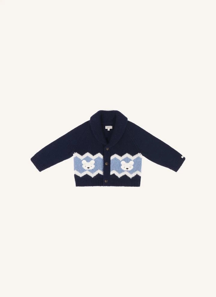 Donsje - Kwinten Polar Bear Merino Wool Cardigan | Navy