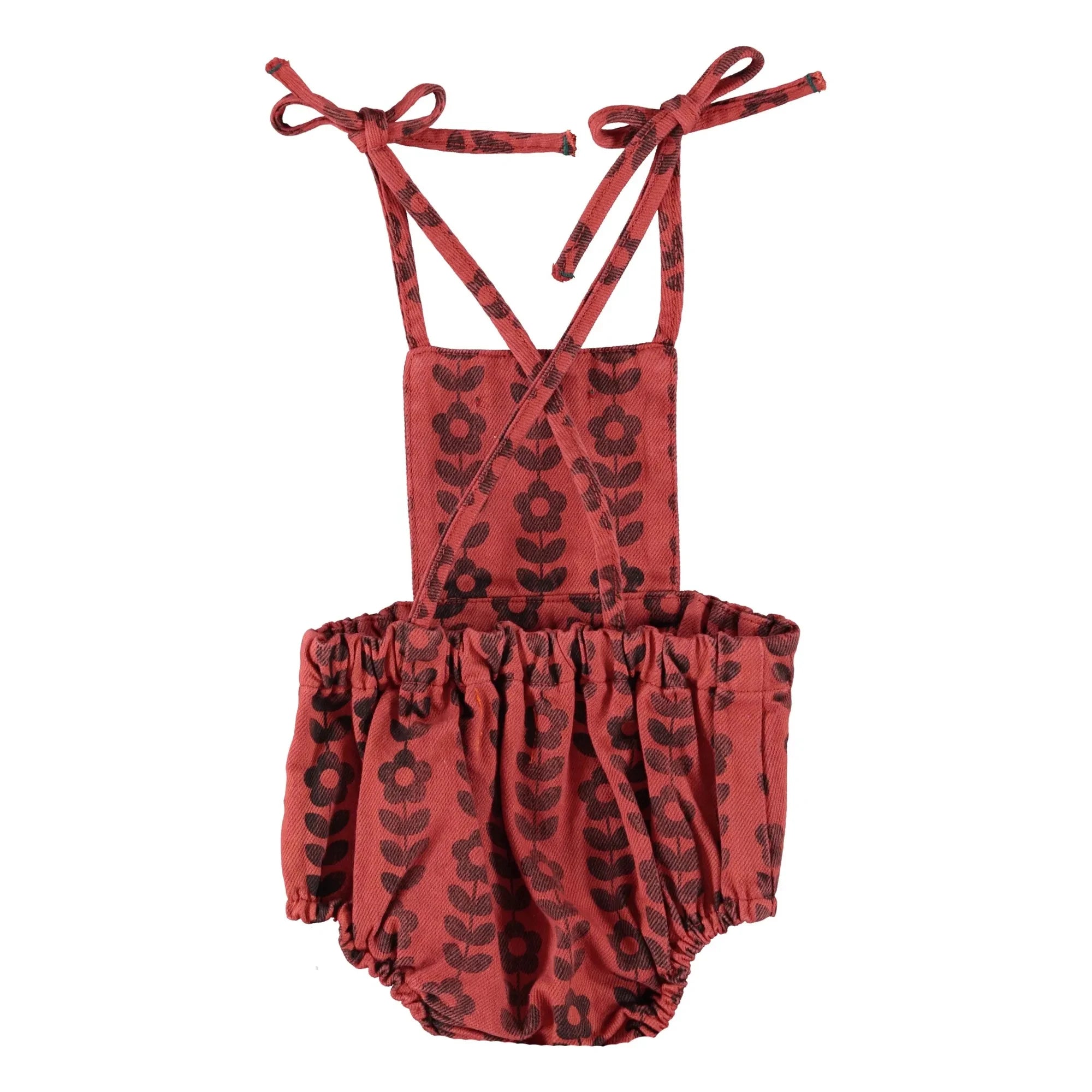 Piupiuchick - Organic cotton floral jumpsuit | Burgundy