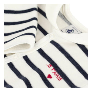 Petit Bateau - Organic Cotton Striped Pajama Set | White