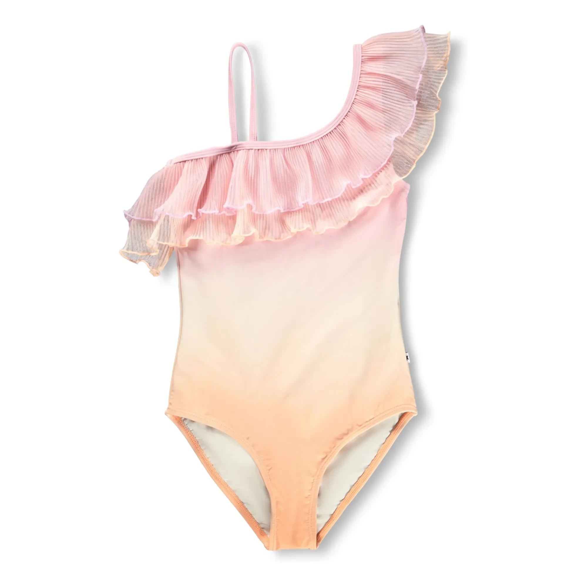 Molo - Nilla Asymmetric Ruffled Swimsuit Made from Recycled Fibers | Light Pink