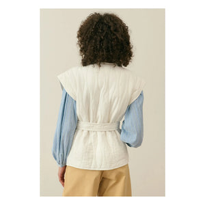 Louise Misha - Andrea Organic Cotton Sleeveless Jacket - Women's Collection | Cream