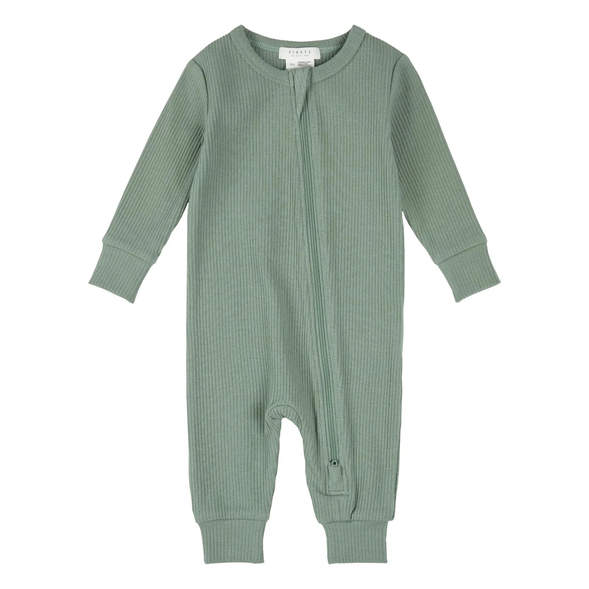 Petit Lem - Organic Cotton Ribbed Pajamas | Celadon