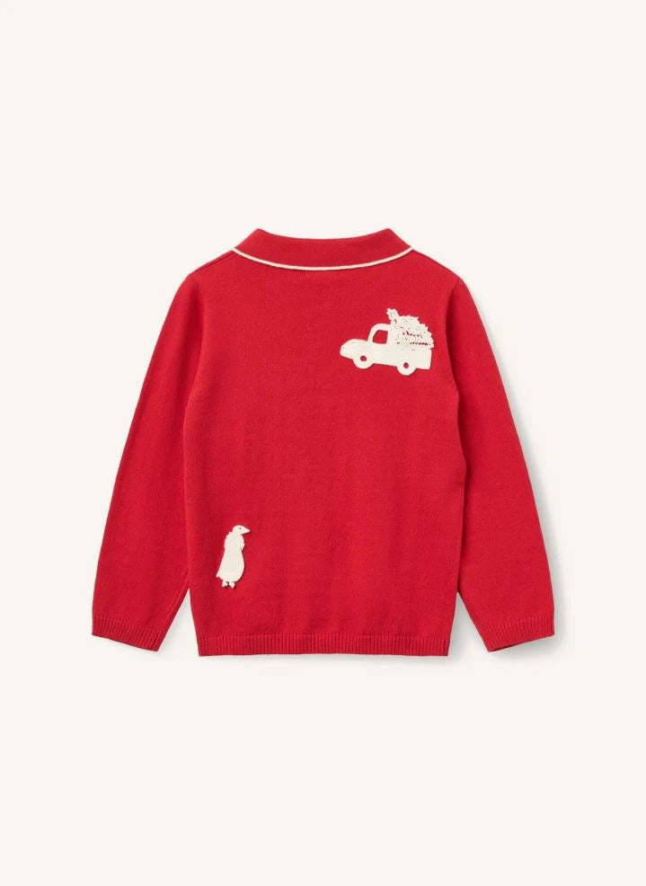 Copenhagen Colors - Polo T-shirt with Knit Patches | Red