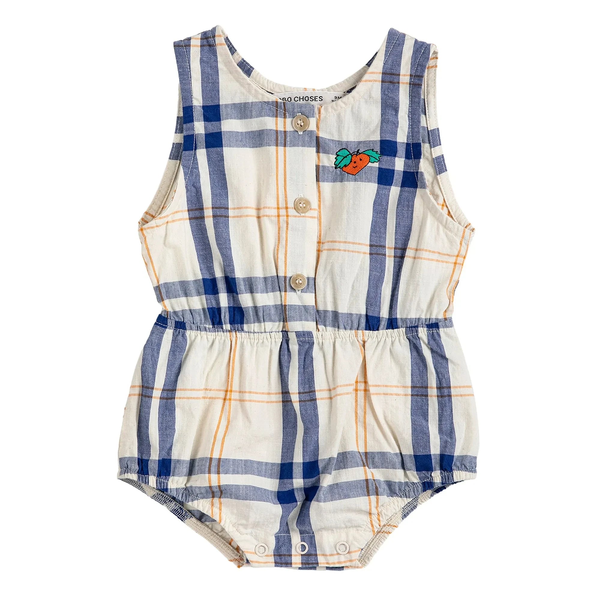 Bobo Choses - Tartan Organic Cotton Romper | Ecru