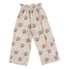 Babe & Tess - Floral Print Linen Trousers | Ecru