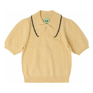 FUB - Pointelle Merino Wool Polo | Pale Yellow