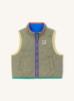 Arsène et Les Pipelettes - Reversible Quilted Sleeveless Jacket | Khaki