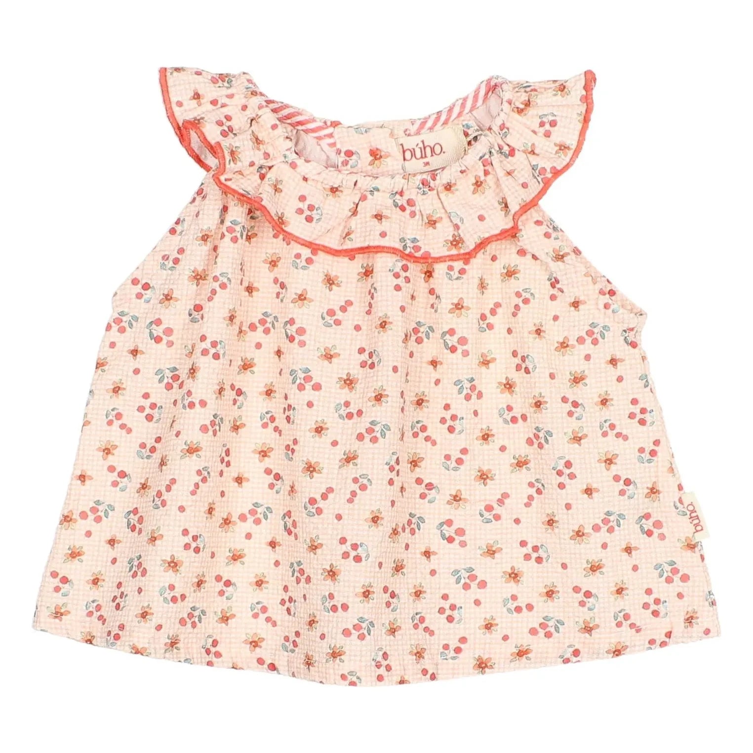 Búho - Floral Seersucker Baby Blouse | Peach