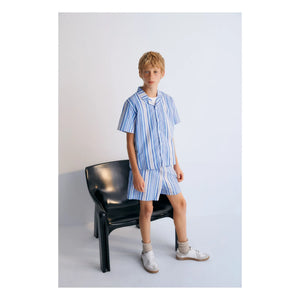 the new society - Tebas Striped Shirt | Light Blue