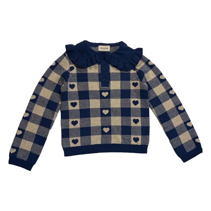 Louis Louise - Pauline Lurex Peter Pan Collar Sweater | Navy