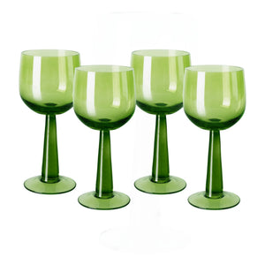 HKliving - The Emeralds Glass Set - Pack of 4 | Yellow Green