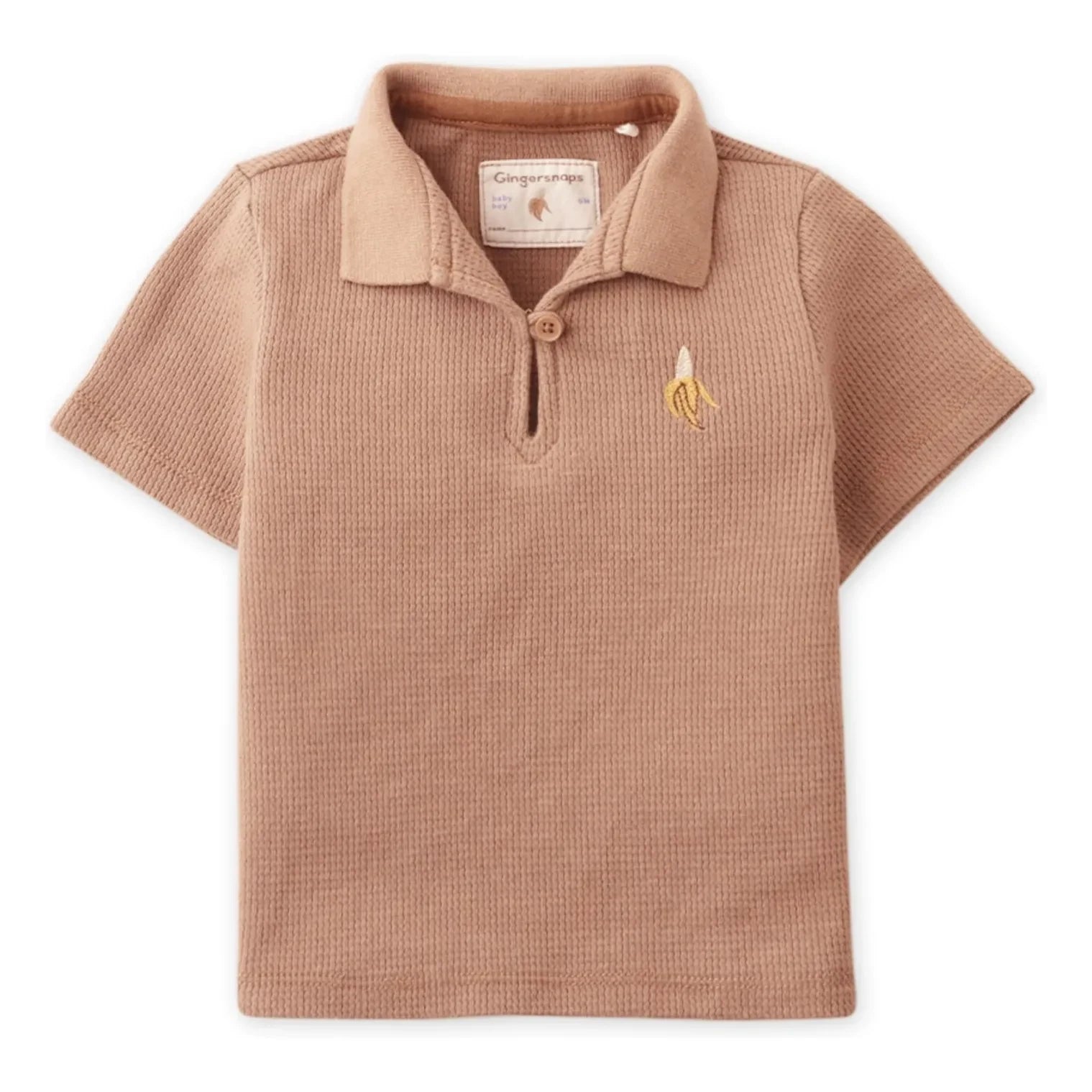 Gingersnaps - Timmy Embroidered Banana Textured Polo | Brown