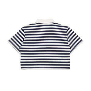 Smallable Kid - Striped Varsity Polo | Blue black