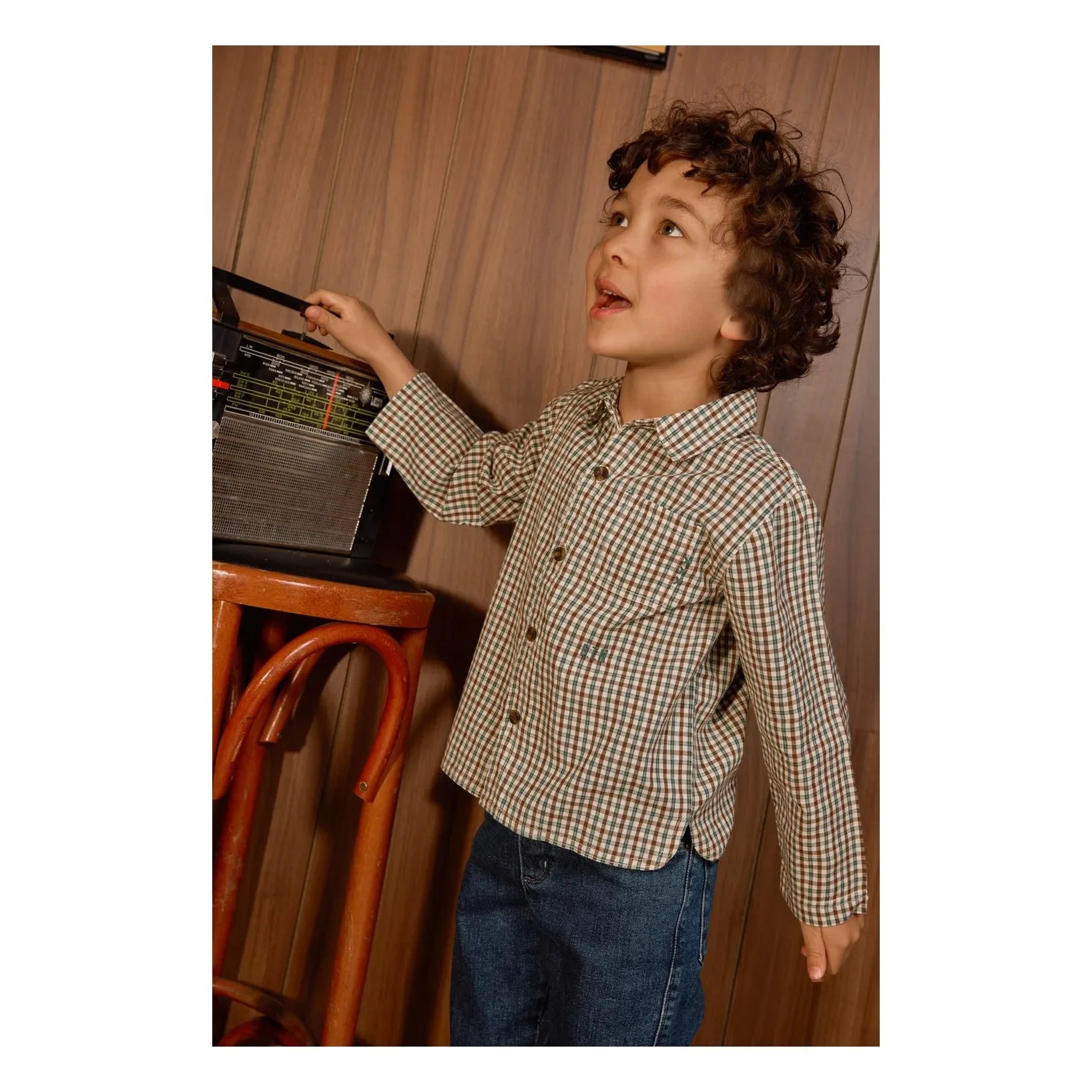 Bonton - Paf Kareli Gömlek | Yeşil