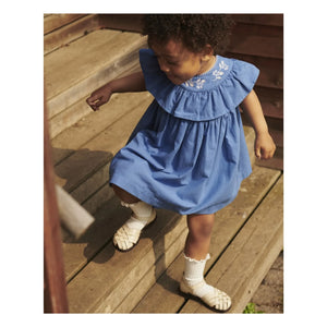 Copenhagen Colors - Organic Cotton Embroidered Collar Dress | Blue