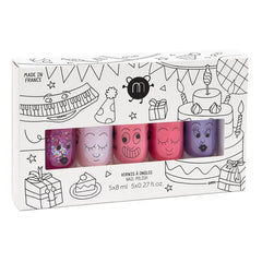 Nailmatic Kids - Nail Polish Set of 5 - Sheepy, Polly, Cookie, Kitty, and Piglou