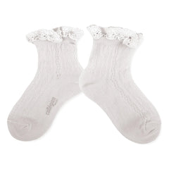 Collégien - Annette Lace Ruffled Socks | White
