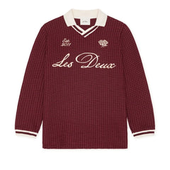 Les Deux - Organik Pamuklu Waffle Polo Tişört | Bordo