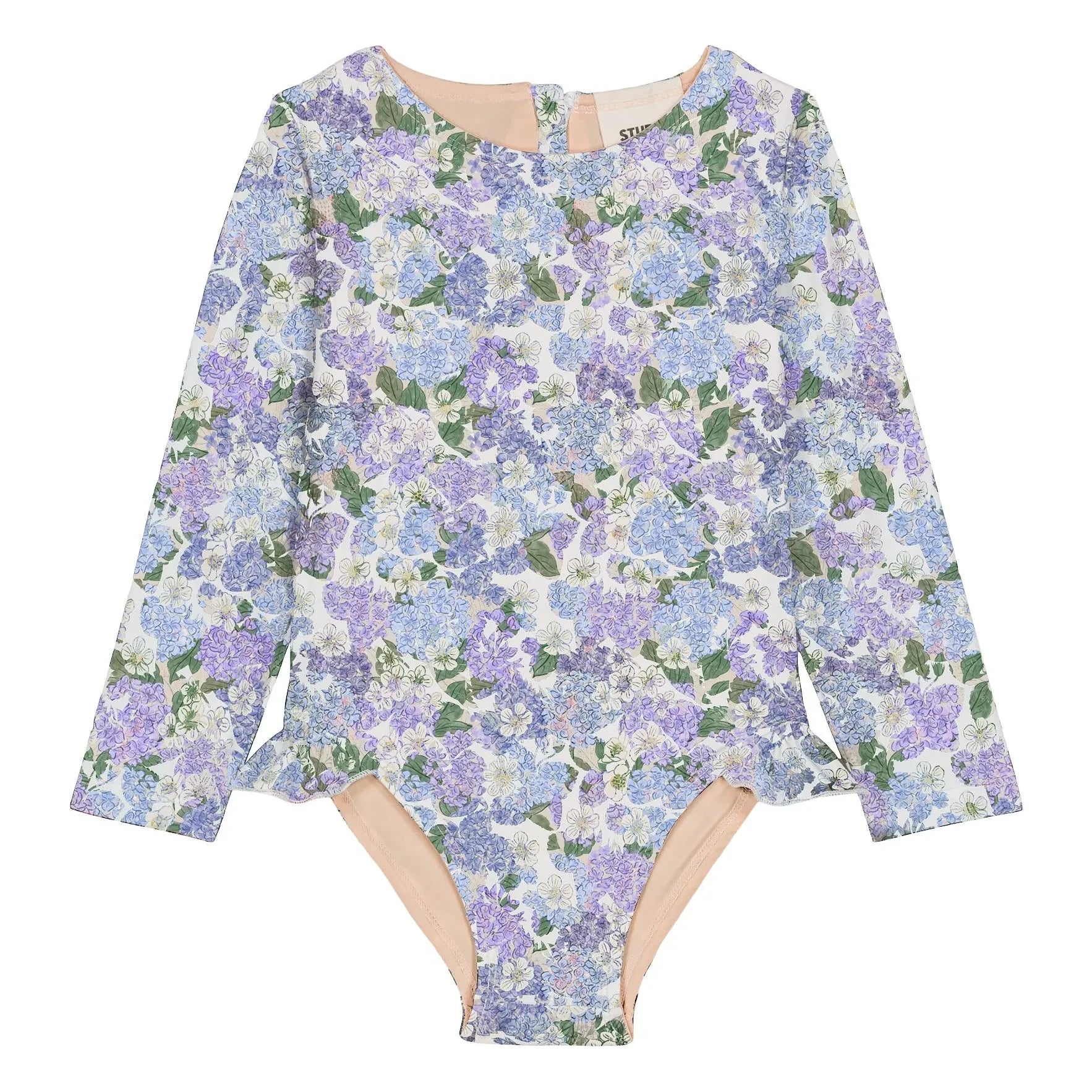 Studio Bohème - Josepha Long Sleeve Swimsuit with Floral Pattern | Recycled Fibers | Purple