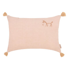 Nobodinoz - Fringed Pillow - Lin Français | Dust Pink
