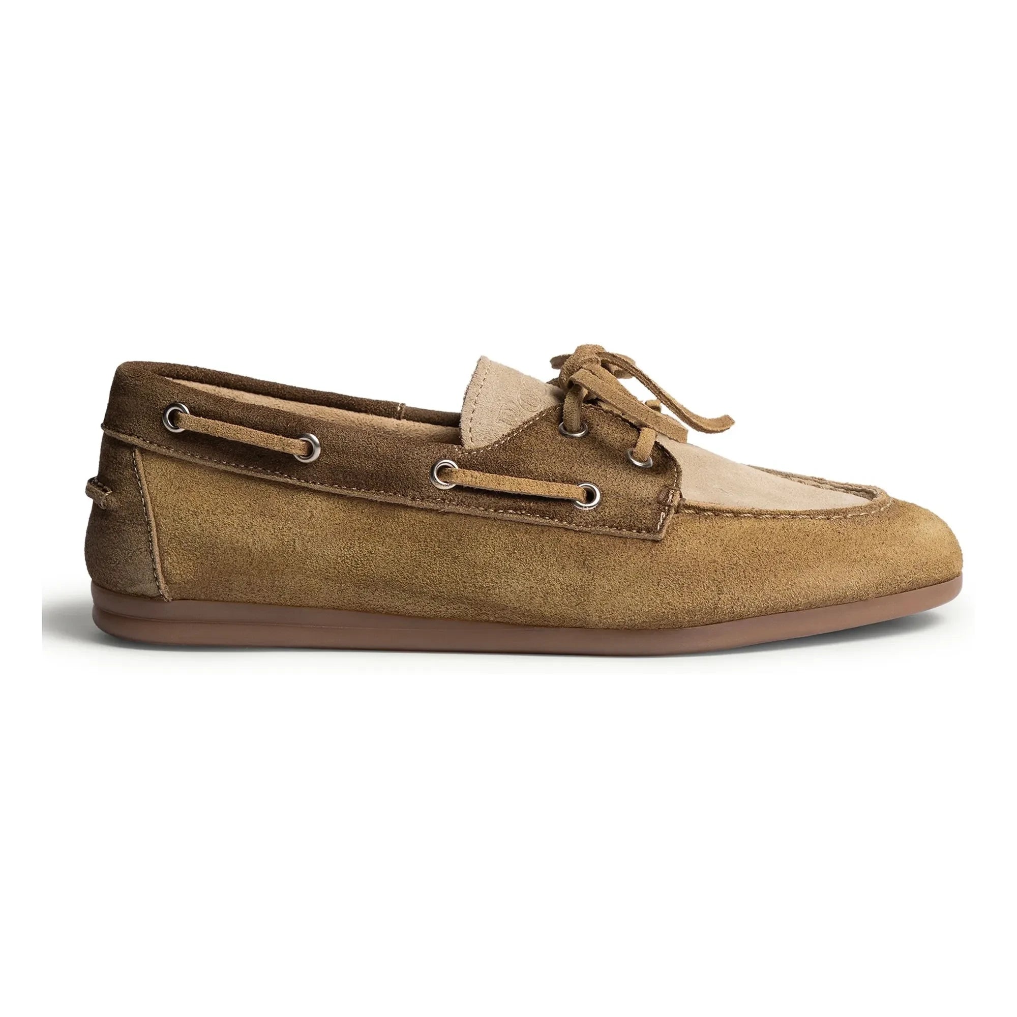 Posa - Patchwork Boat Shoes | Tan
