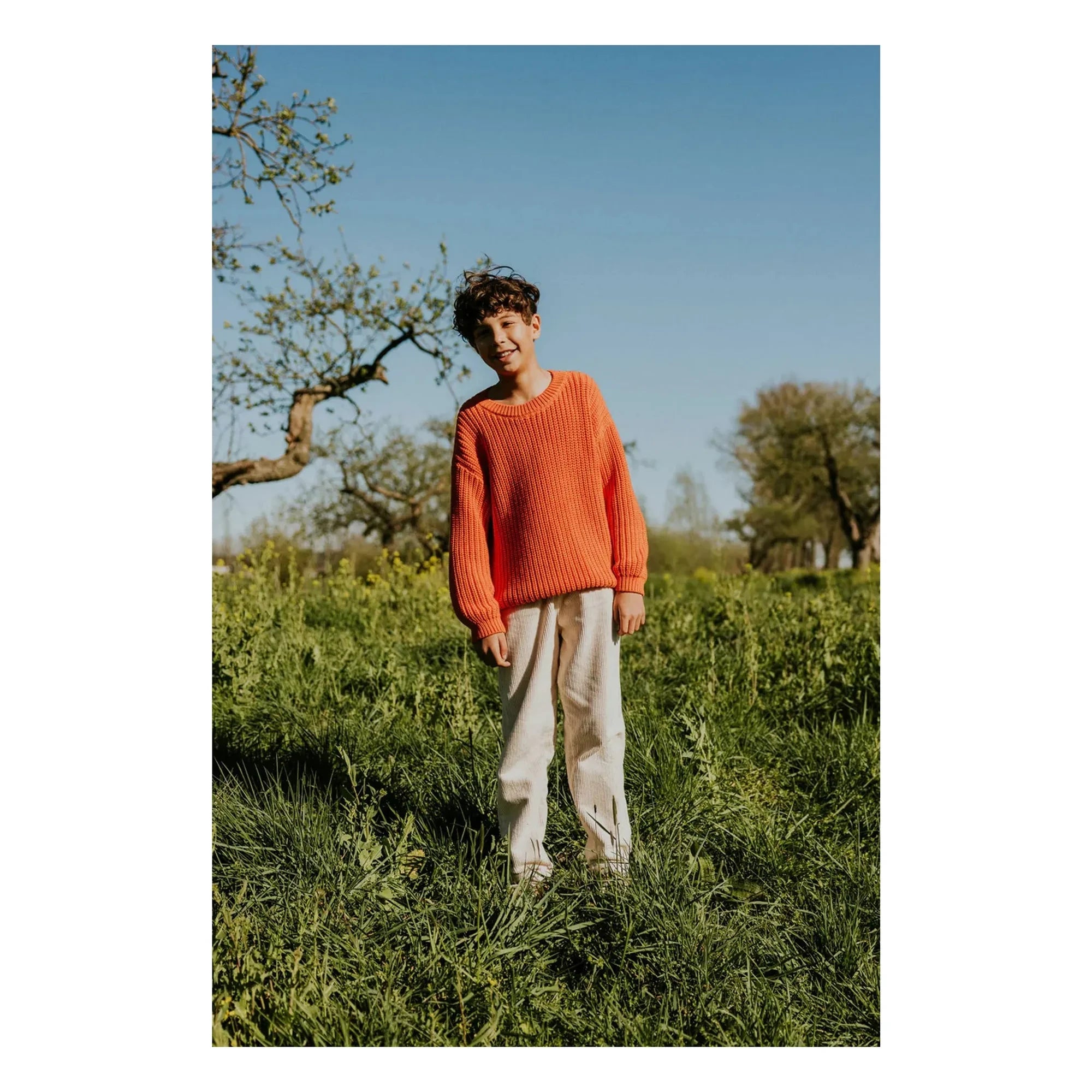 Yuki - Organic Cotton Thick Knit Sweater | Orange