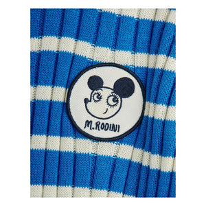 Mini Rodini - Striped Ribbed Dress Made of Organic Cotton | Blue