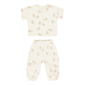 Quincy Mae - T-Shirt and Pants Set | Ecru