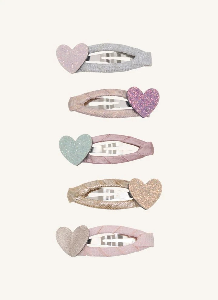 Mimi & Lula - 5-piece Little Hearts hair clip set | Pale Pink