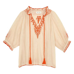 M.A.B.E. - Talia Cotton Blouse | Coral Orange