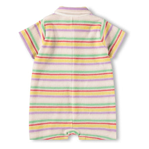 Molo - Fawn Striped Organic Cotton Romper | Ecru