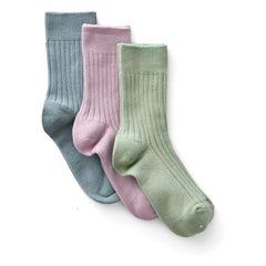 Soor Ploom - 3 Pairs of Ribbed Sock Set | Ice Blue