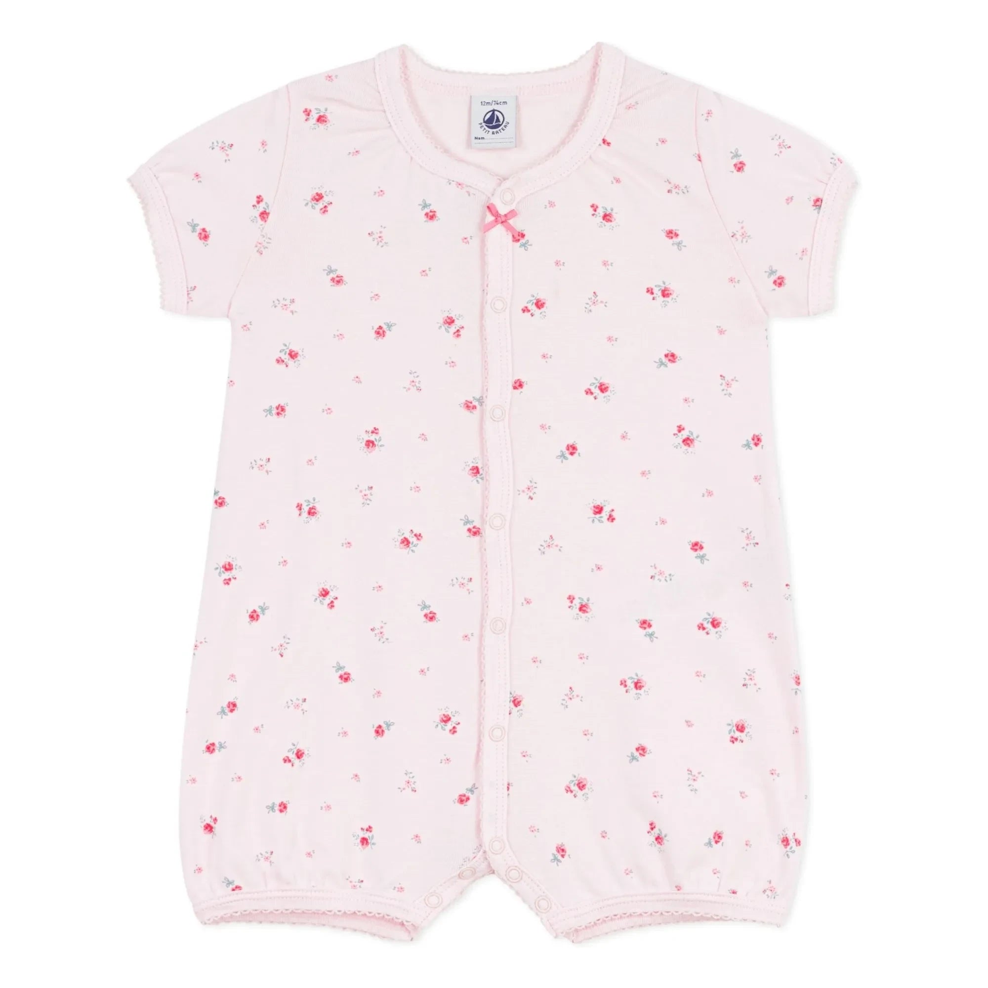 Petit Bateau - Floral Patterned Romper Pajamas | Pink