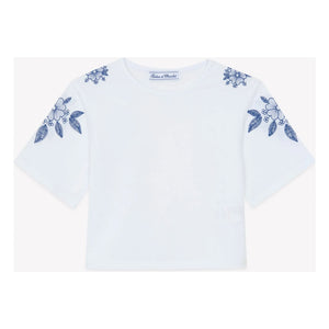 Tartine et Chocolat - Embroidered Flower T-Shirt | White