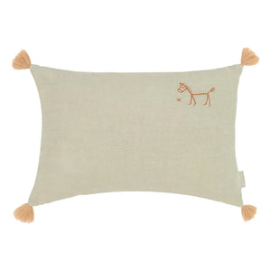 Nobodinoz - Fringed Pillow - Lin Français | Matcha Green