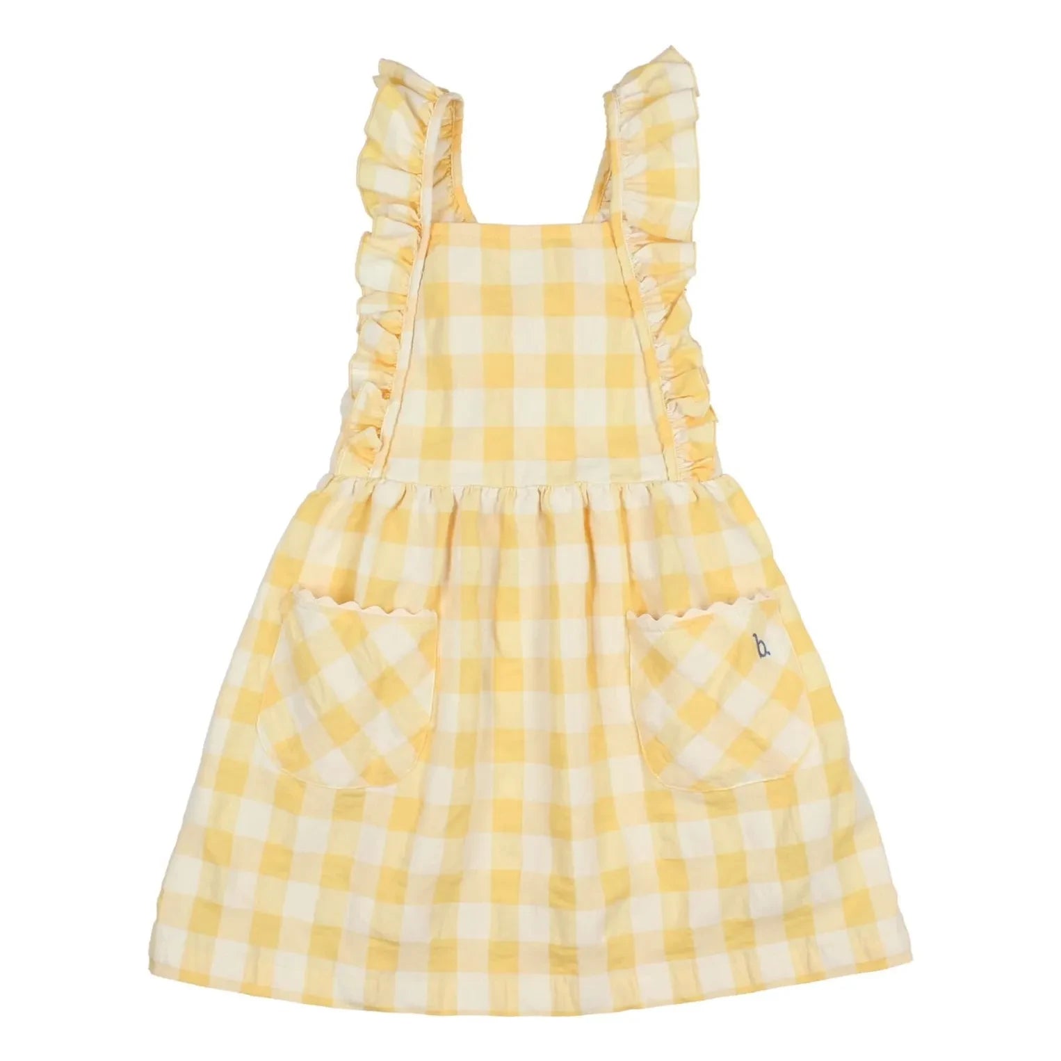 Búho - Seersucker Organic Cotton Gingham Dress | Yellow