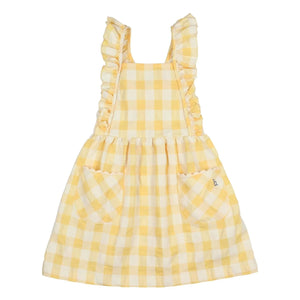 Búho - Seersucker Organic Cotton Gingham Dress | Yellow