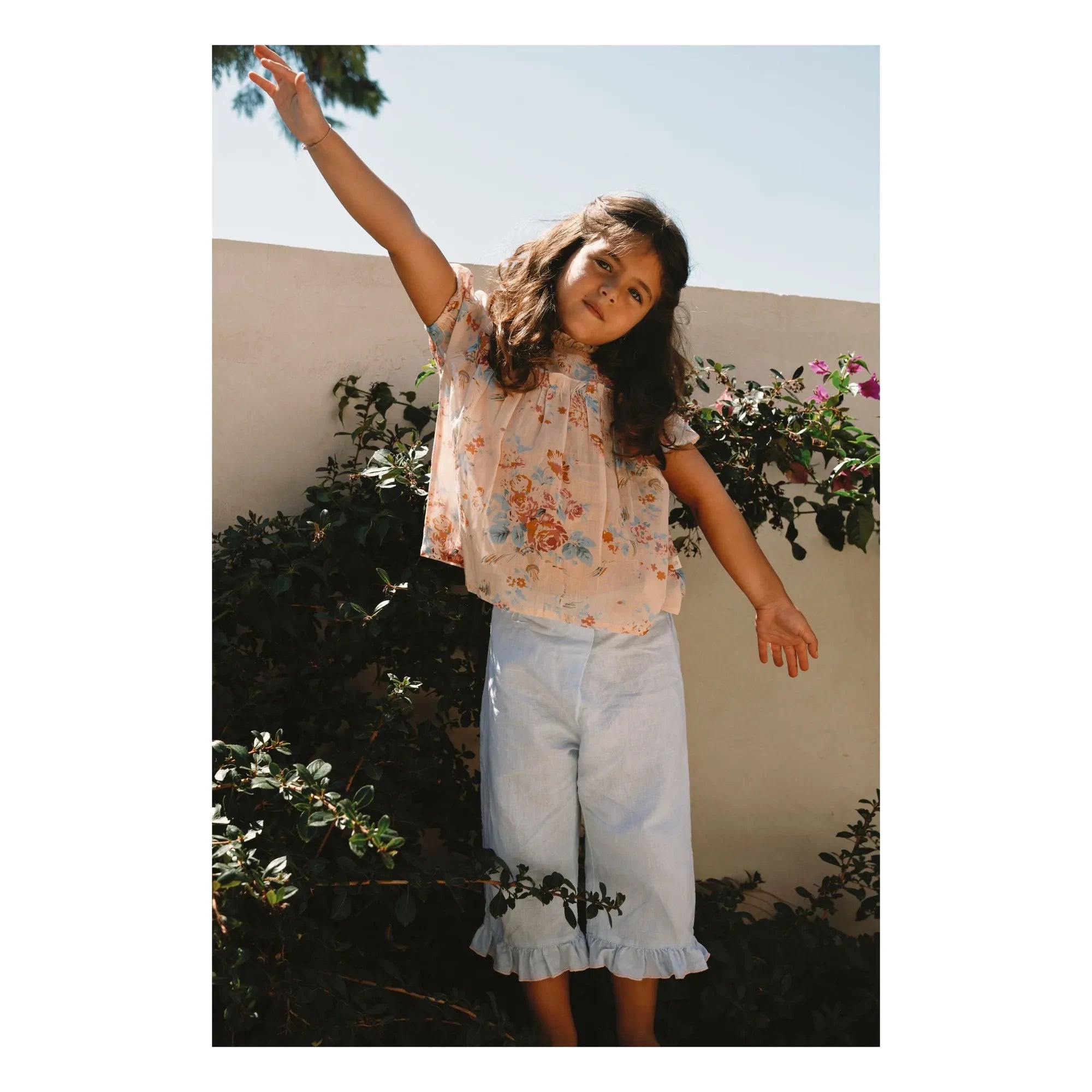Lilinoa - Elise Floral Cotton Blouse | Peach