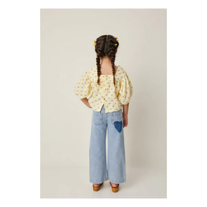 Tocoto Vintage - 3/4 Sleeve Floral Pattern Blouse | Yellow