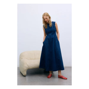 The New Society - Denim Cotton Dress | Blue Denim