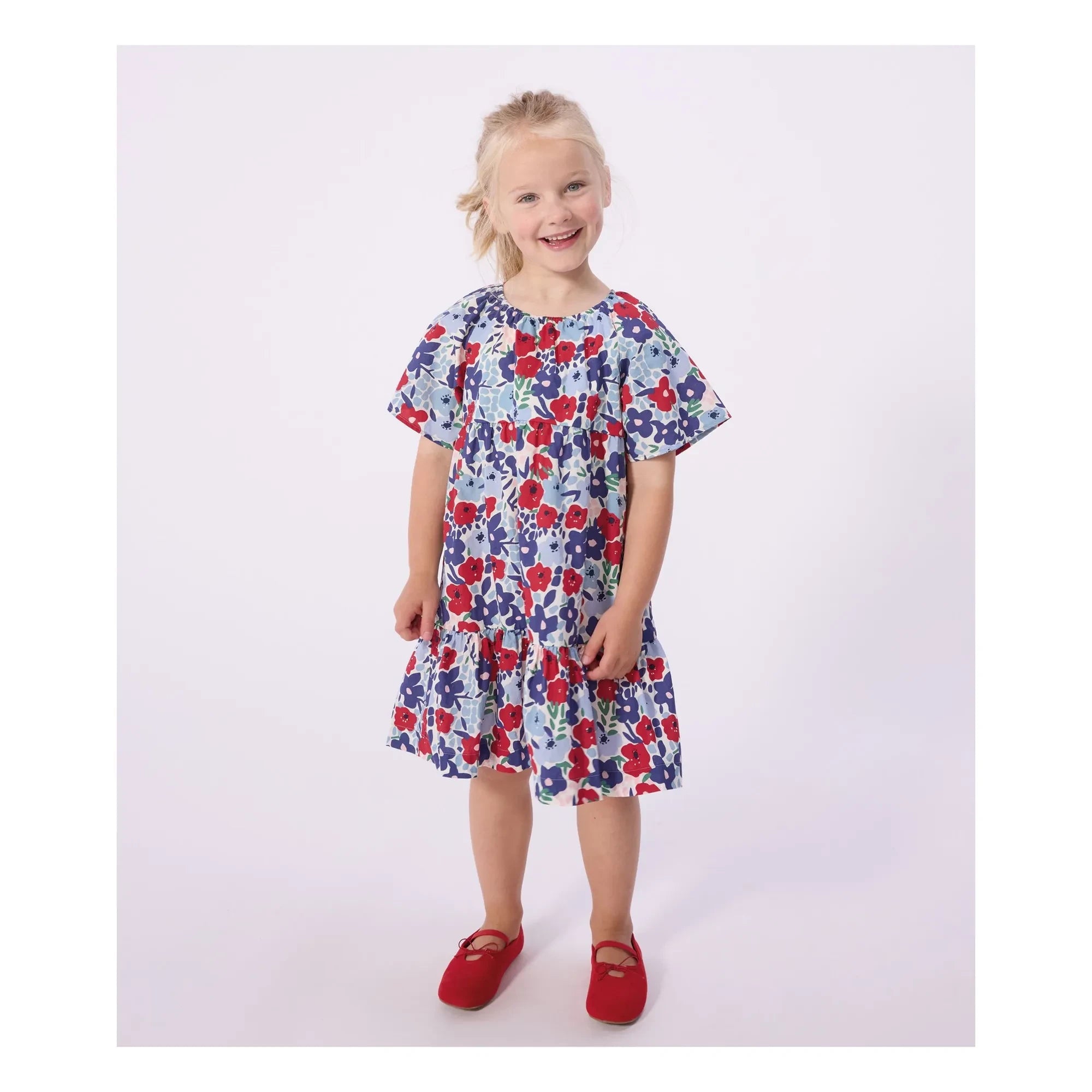 Petit Bateau - Organic Cotton Poplin Floral Dress | Blue