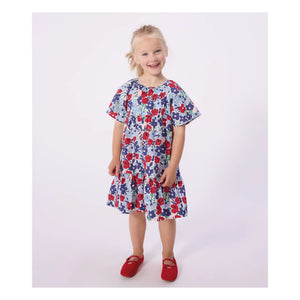 Petit Bateau - Organic Cotton Poplin Floral Dress | Blue