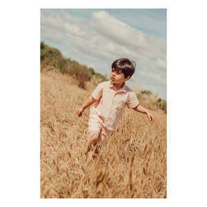 THE LiTTLE POETS - Alvaro Embroidered Shirt Organic Cotton Checkered | Light Pink
