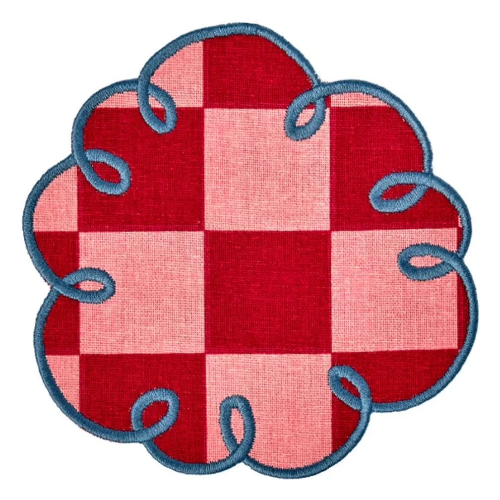 Bitossi - Dama Rosa Checkered Coaster - Set of 2 | Red